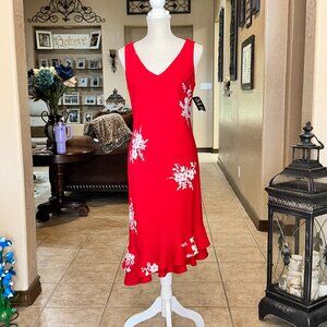 S.L.Fashions*Asymmetrical Midi Floral Print Pullover Dress*NWT